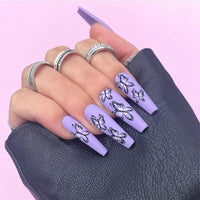 24Pcs Nails With Designs Extra Long Coffin Ballerina False Nails Press On Nails Manicure Tool Nail Accessory Tips - Divine Diva Beauty