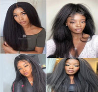 10A Grade Brazilian Human Hair Wigs 250 Density 13X4 Kinky Straight Lace Front Human Hair Wig HD Transparant Lace Frontal Wig - Divine Diva Beauty