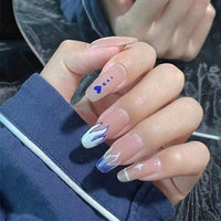 24pcs Gradient Color False Nails With Glue Type Long Paragraph  Fashion Manicure Patch Full Cover Wearable Coffin Fake Nails - Divine Diva Beauty