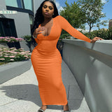 Knitted Women Pure Long Sleeve Midi Dress - Divine Diva Beauty