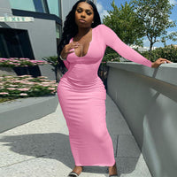 Knitted Women Pure Long Sleeve Midi Dress - Divine Diva Beauty