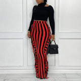 High W Striped Slim Maxi Skirt Tassel - Divine Diva Beauty