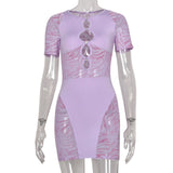 Plus Size Cut Out Sexy Zebra Mesh Transparent Women Mini Dress - Divine Diva Beauty