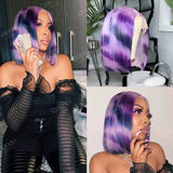 Cheetah Color Purple Ombre Lace Front Human Hair Wigs  Pink Highlight Pre Plucked Brazilian Remy Transparent Lace Wigs  highlight - Divine Diva Beauty