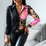 Long Sleeve Blouse print shirt - Divine Diva Beauty