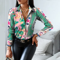 Long Sleeve Blouse print shirt - Divine Diva Beauty