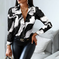 Long Sleeve Blouse print shirt - Divine Diva Beauty