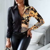 Long Sleeve Blouse print shirt - Divine Diva Beauty