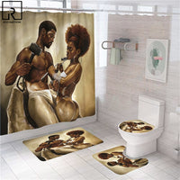 Black American Afro Woman Print Shower Curtain Bathroom Accessories Waterproof Bathtub Screen Toilet Lid Cover Home Decoration - Divine Diva Beauty