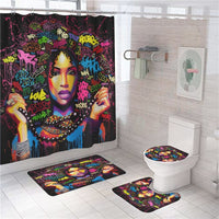 Black American Afro Woman Print Shower Curtain Bathroom Accessories Waterproof Bathtub Screen Toilet Lid Cover Home Decoration - Divine Diva Beauty