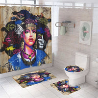Black American Afro Woman Print Shower Curtain Bathroom Accessories Waterproof Bathtub Screen Toilet Lid Cover Home Decoration - Divine Diva Beauty