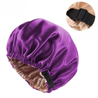 Women Satin Solid Sleeping Hat Night Sleep Cap Hair Care Bonnet Nightcap - Divine Diva Beauty