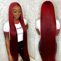 Straight Lace Front Wig HD Transparent Lace Frontal Human Hair Wigs Pre Plucked  Colored Brazilian Wig - Divine Diva Beauty