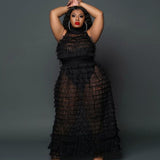 Mesh Lace Patchwork Cascade Flounces Back Plus Size avail - Divine Diva Beauty