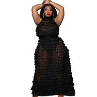 Mesh Lace Patchwork Cascade Flounces Back Plus Size avail - Divine Diva Beauty