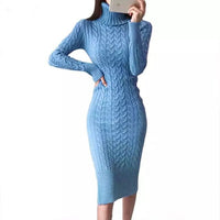 Turtleneck Sweater Maxi Dresses for Women Bodycon Knitted plus size avail - Divine Diva Beauty