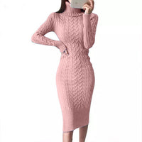 Turtleneck Sweater Maxi Dresses for Women Bodycon Knitted plus size avail - Divine Diva Beauty