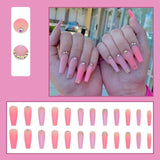 24Pcs Golden Line Manicure Fake Nails Long Ballerina Wearable Coffin False Nails Full Cover Acrylic Nail Tips Press On Nails - Divine Diva Beauty