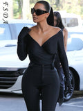 Off Shoulder Long Sleeve Bodysuit Bodycon - Divine Diva Beauty