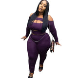 Two Piece Set Women Backless Off Shoulder Top and Pants Bodycon plus size avail - Divine Diva Beauty