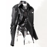 Loose Fit Black Pu Leather Jacket outerwear - Divine Diva Beauty