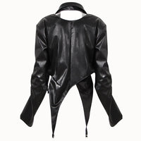 Loose Fit Black Pu Leather Jacket outerwear - Divine Diva Beauty