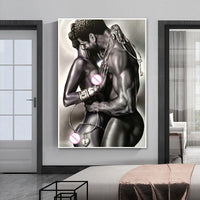 Naked Black Couple Oil Painting Perfect Lovers Canvas Posters and Prints Wall decor Pictures For Living Room Decor Frameless - Divine Diva Beauty