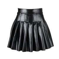 Pleated Skirt, High W PU Leather A-Line Short Skirt - Divine Diva Beauty