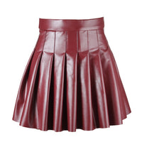 Pleated Skirt, High W PU Leather A-Line Short Skirt - Divine Diva Beauty