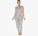 O-neck  Sequins Glitter Sleeveless Jumpsuit - Divine Diva Beauty