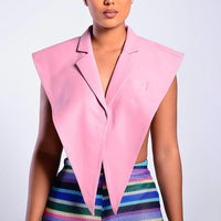 Solid Pu Leather Lapel Cardigan Hollow Out Backless Sleeveless Jacket outerwear - Divine Diva Beauty
