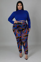 Two Pieces Set Plus Size avail Full Sleeve T-Shirt And Printed Pants Trousers Suit Matching Set - Divine Diva Beauty