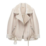 Thick Faux Leather Fur Sheepskin Aviator Jacket outerwear - Divine Diva Beauty