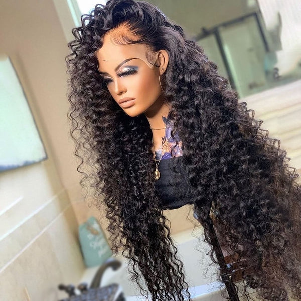 Water Wave 360 Lace Front Wig Human Hair Loose Deep Curly 13x6 Lace Frontal Wigs Glueless Virgin Brazilian 180% - Divine Diva Beauty