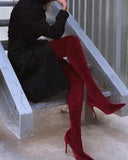 Sexy Pointed Toe Thin Heel Thigh High Long Boots shoe - Divine Diva Beauty