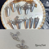 3D Nail Art Charms Silver Cross Shape Deco Metal Charms Crystal Rhinestone for Acrylic Gel Nails Manicure Decoration Tool - Divine Diva Beauty