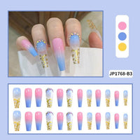 24 Pcs Wholesale Nail Supplies Acrylic Press On Nails Set Ballerina Long Fake Nails With Designs JP1403 - Divine Diva Beauty