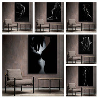 Abstract Sexy Woman with Black and White Body Art Canvas Painting Modern Nude Art Posters and Prints Wall Picture for Home Decor - Divine Diva Beauty