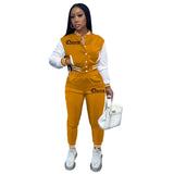 Yellow Single-Breasted Long Sleeve Top And Pants 2 Pieces Set - Divine Diva Beauty