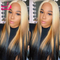 Straight Ombre Brown Colored HD Small Knots 613 Blonde Wigs Body Wave Lace Frontal Wig Long Wavy Brazilian Human Hair - Divine Diva Beauty