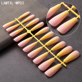 French Press on Nails Elegant Matte Long Coffin Gradient False Nails Fake Nails Full Cover Nail Art Tips Pink Blue Orange - Divine Diva Beauty