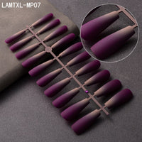 French Press on Nails Elegant Matte Long Coffin Gradient False Nails Fake Nails Full Cover Nail Art Tips Pink Blue Orange - Divine Diva Beauty