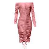 Velvet Drawstring Dress ruched tie front - Divine Diva Beauty