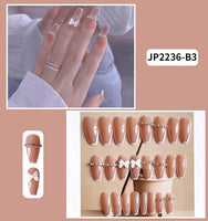 Long Coffin False Nails with designs French Pop Ballerina Fake Nails Flowers Press On Nail Tips Manicure Decoration Nail Art - Divine Diva Beauty