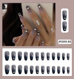 Long Coffin False Nails with designs French Pop Ballerina Fake Nails Flowers Press On Nail Tips Manicure Decoration Nail Art - Divine Diva Beauty