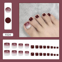 24pcs French Toe Nails With Glue Type Removable False Toe Nails Press On - Divine Diva Beauty
