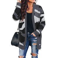 Loose Sweater Camouflage Long Knitted Cardigan outerwear - Divine Diva Beauty