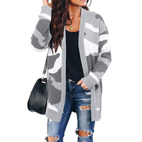Loose Sweater Camouflage Long Knitted Cardigan outerwear - Divine Diva Beauty