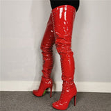 Hot red Rivet Sexy Long Thigh shoe Boots 11+ - Divine Diva Beauty