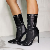 Black Pointed Toe Rhinestone Shoe Boots 11+ - Divine Diva Beauty